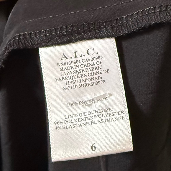 A.L.C. Aries Satin Pleated Maxi Dress Black Sz 6 - Picture 7 of 9